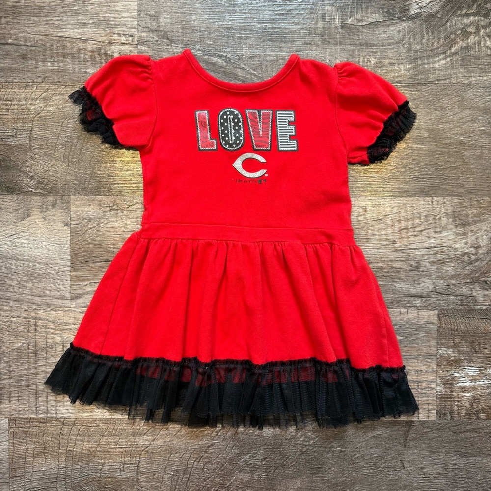 MLB Cincinnati Reds Toddler Girls Dress With Ruffle Size 3T